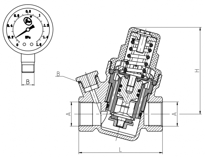 16 Bar Diaphragm Pressure Reducing HVAC Valve