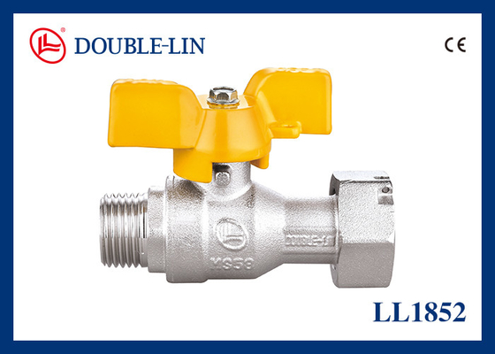 DIN259 Long Threads 72.5 PSI Brass Gas Valves PTFE Seal
