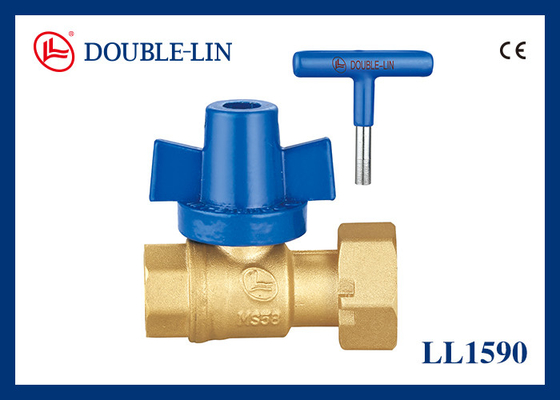 Female / Female Revolving Nut With Lockable Handle Brass Ball Valve