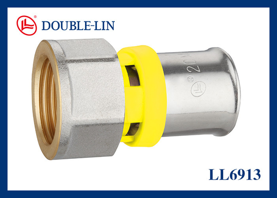 Female Straight Union Brass Press Fittings 16mm - 20mm For Gas