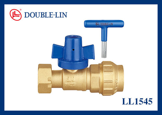 Brass Ball Valve Revolving Female Nut / Pipe Connection With Lockable Handle