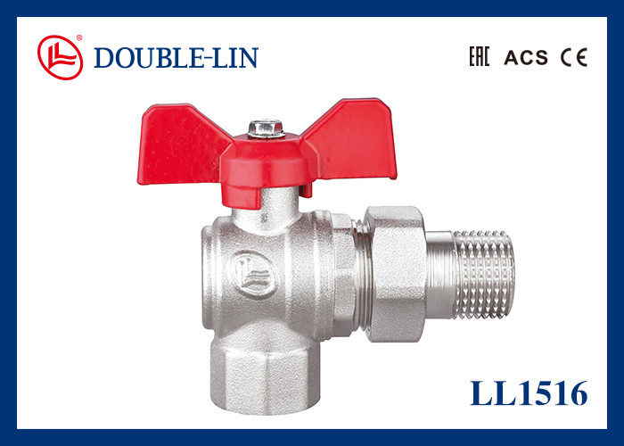 1/2 " To 1 "  Male X Female 25 Bar Brass Ball Valve Angle Type With Revolve Nut With T Handle
