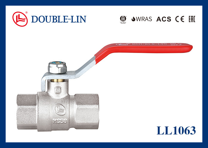 Full Flow 3 4 Inch Brass Ball Valve Female / Female Long Threads Flat Lever Handle