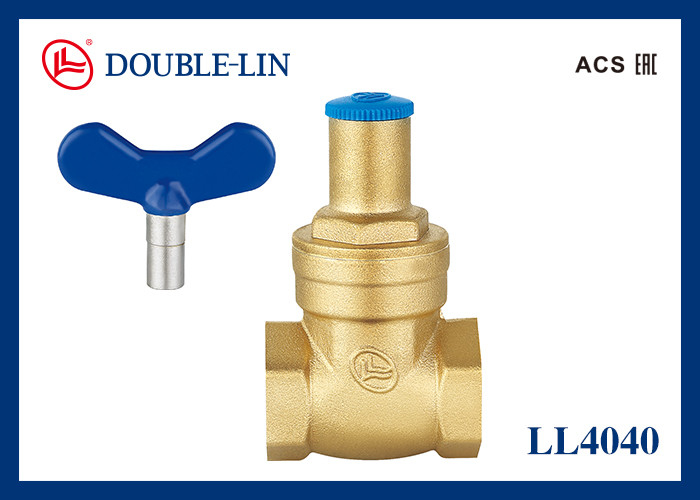 Lockable Handle Brass Gate Valve 1/2"-2" 16 Bar Working Pressure DIN259 Thread -10℃ to 120℃ Working Temperature