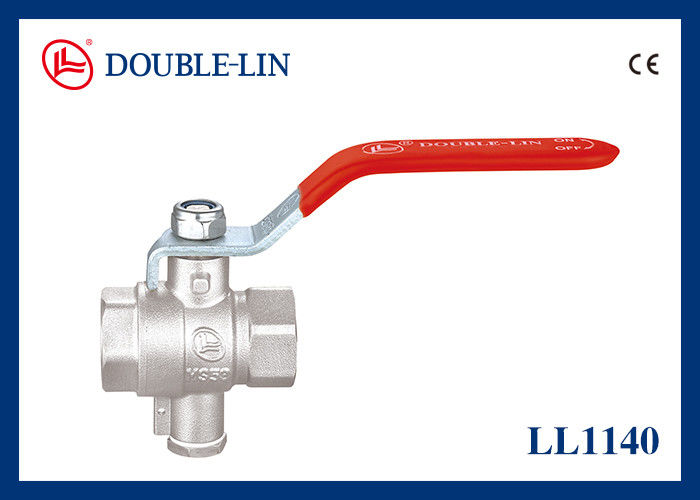 1/2 &quot; To 1 1/2 &quot;  16 Bar Brass Ball Valve With Probe Connection With Flat Lever Handle