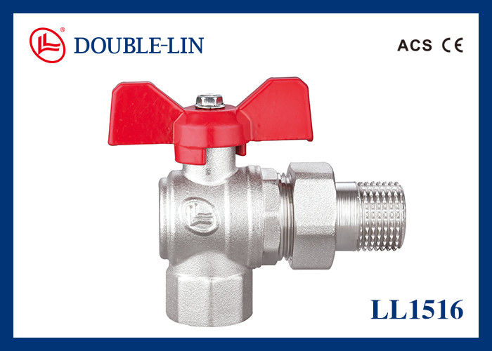 1/2 &quot; To 1 &quot;  Male X Female 25 Bar Brass Ball Valve Angle Type With Revolve Nut With T Handle