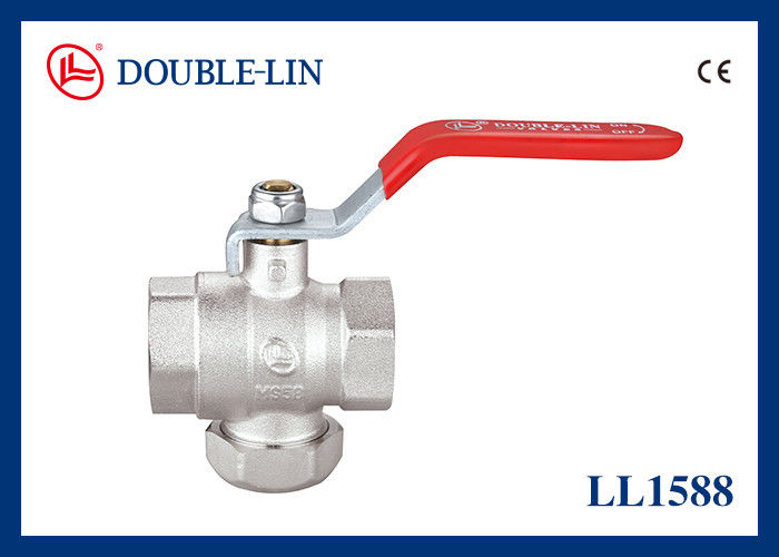 1/2" To 1"  Female X Female 25 Bar Brass Ball Valve With Filter Flat Lever Handle